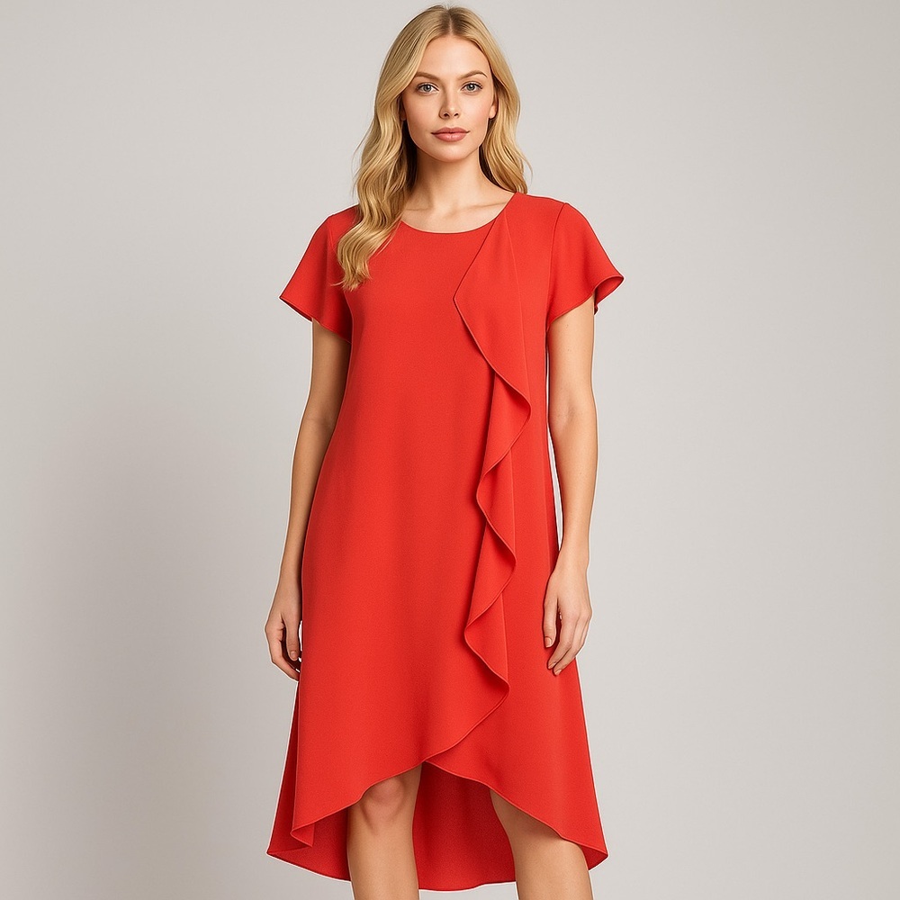 NEW Adrianna Papell Coral Gauzy Crepe Corkscrew Dress, size 12
